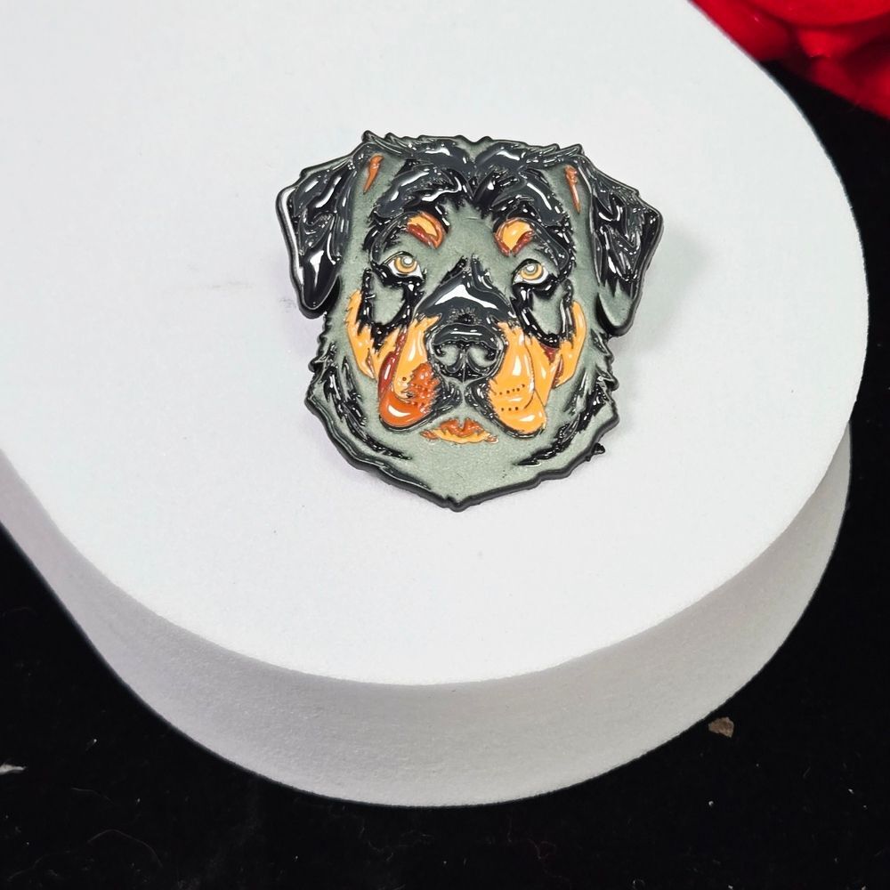 Rottweiler Enamel Lapel Pin – Dog Mom Gift, Black & Tan Puppy Head Pin Pet Owner - Picture 3 of 5